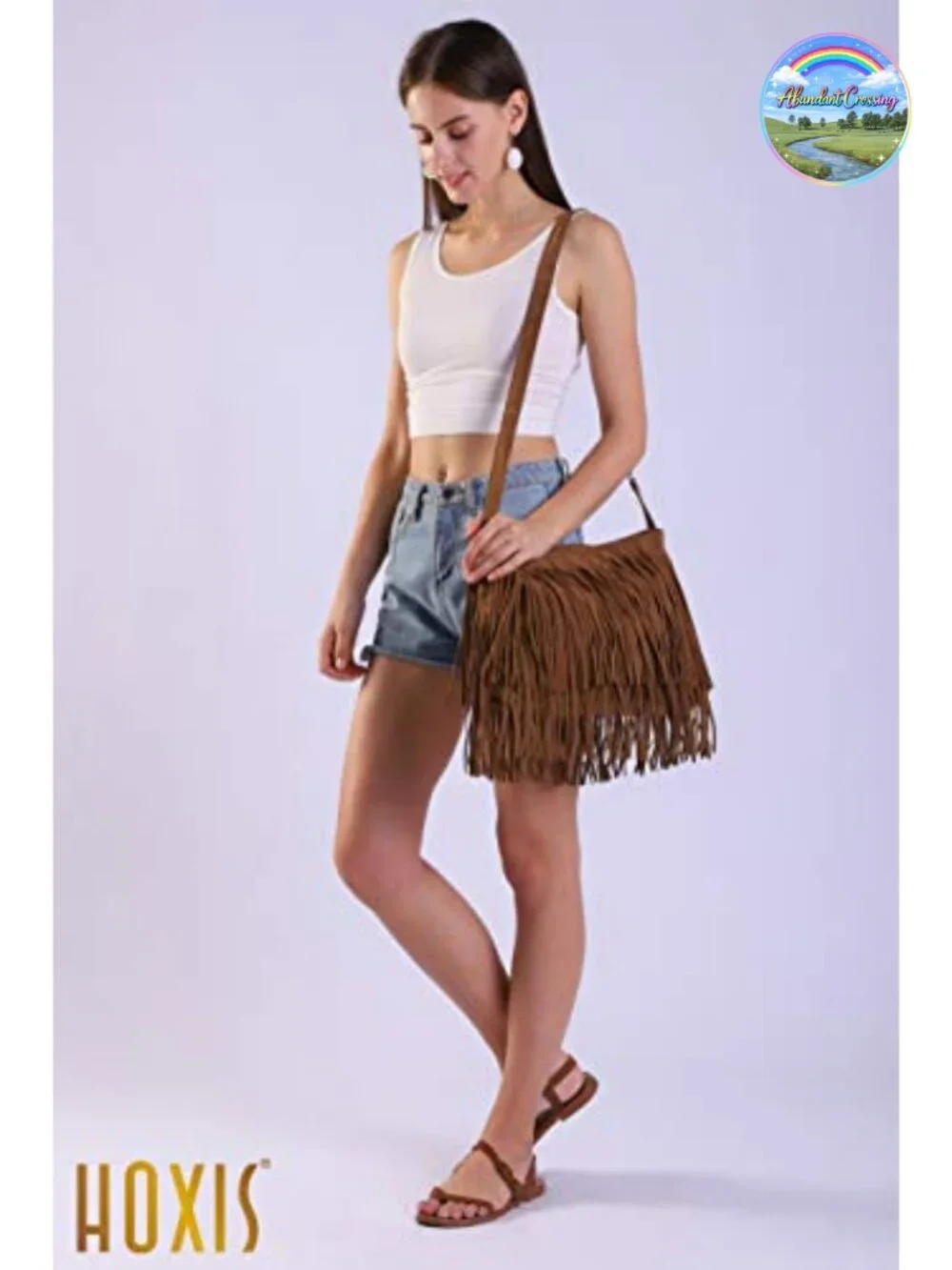 Tassel Faux Suede Leather Hobo Crossbody Shoulder Bag, Fringe Boho Purse
